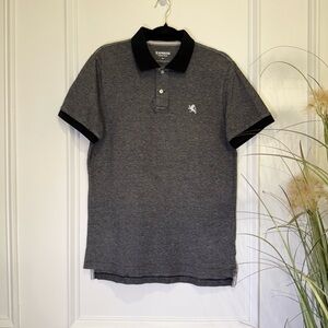 Express Gray and Black Polo Shirt with Contrast Trim